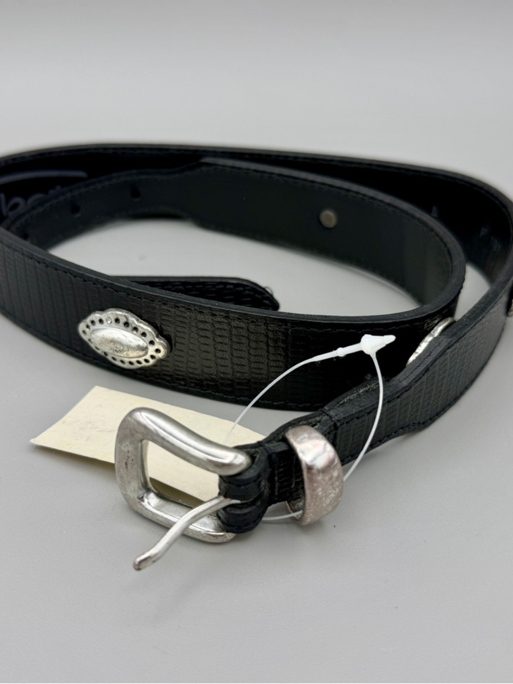 Talbots Black Textured Leather Belt with Silver-Tone Buckle and Conchos - Picture 11 of 16